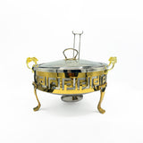 Medium 28cm Buffet Serving Dishes with Lid, Stand & Burner-Stainless Steel