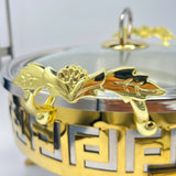 Set of 3 Buffet Serving Dishes with Lid, Stand & Burner-Stainless Steel