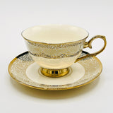 6 Persons Ceramic Tea cup & Saucer Set - Golden Flower 2 Design