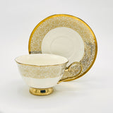 6 Persons Ceramic Tea cup & Saucer Set - Golden Flower 2 Design