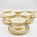 6 Persons Ceramic Tea cup & Saucer Set - Golden Flower 2 Design