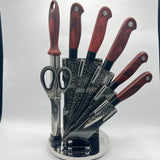 Rotating Knife Set with Wooden Handles