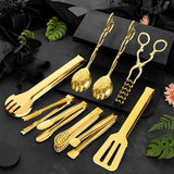 OGORI 9-Pieces Golden Serving Tongs