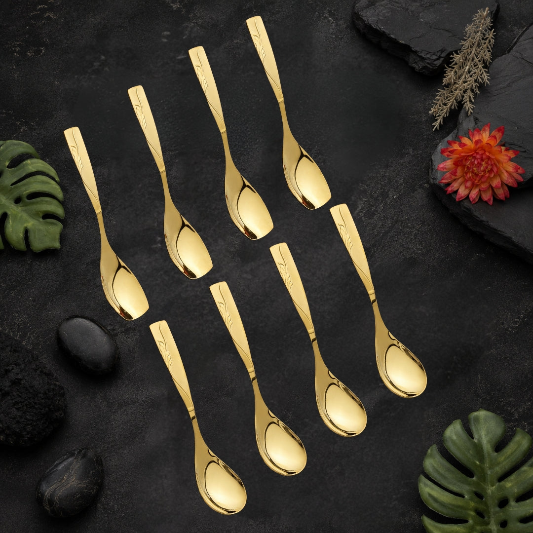Rice & Curry Serving Spoons Set Supreme Golden Qareenay Manzil® Branded with 5 Year Warranty