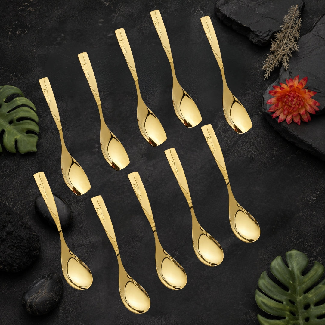 Rice & Curry Serving Spoons Set Supreme Golden Qareenay Manzil® Branded with 5 Year Warranty