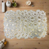 6 pcs Placemats - Golden & White Flower Design