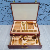 84 Piece Luxury Golden Cutlery for 12 people