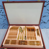 84 Piece Luxury Golden Cutlery for 12 people