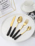 Black Marbline Golden Cutlery Set 25 Pcs