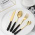 Black Marbline Golden Cutlery Set 25 Pcs