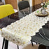 Vinyl Table Runner Classic White & Golden Color Flower Style