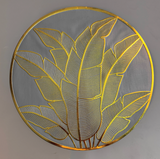 6 pcs Placemats - Golden & Grey Leaves Design