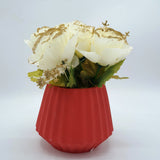 Flowers With Pots - Glittery White Rose - Brick Red Pot