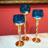 Exquisite Crystal Candlestick Set - Blue