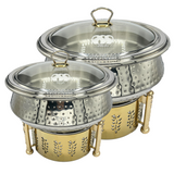 Chafing Dishes with Burner Stand & Steamer-Stainless Steel