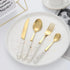 White Marbline Golden Cutlery Set 25 Pcs