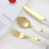 White Marbline Golden Cutlery Set 25 Pcs