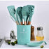 13-Piece Silicone Kitchen Utensil Set with Resting Pad (Green)