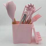 13-piece Silicone Kitchen Utensils Set with Resting Pad- Pink