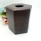 Premium Round Leather Tissue Box - Dark Brown