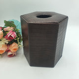 Premium Round Leather Tissue Box - Dark Brown