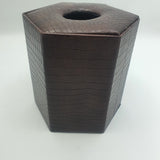 Premium Round Leather Tissue Box - Dark Brown