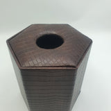 Premium Round Leather Tissue Box - Dark Brown