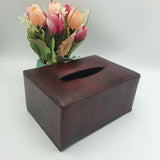 Premium Leather Tissue Box - Dark Brown