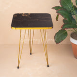 Metal Legs Table Set High Quality Glossy Top Waterproof MDF – Black Square with Golden Border