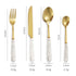 White Marbline Golden Cutlery Set 25 Pcs