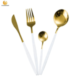 35 Gram Cutlery for 6 People - 24 Piece Set - White & Golden