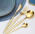 80 Grams Heavy Cutlery for 6 People - 24 Piece Set - Full Golden
