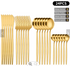 80 Grams Heavy Cutlery for 6 People - 24 Piece Set - Full Golden