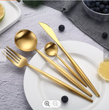 80 Grams Heavy Cutlery for 6 People - 24 Piece Set - Full Golden