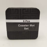 Leather Coaster Mats Square Black - 6 Pieces