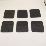 Leather Coaster Mats Square Black - 6 Pieces