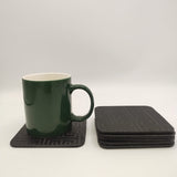 Leather Coaster Mats Square Black - 6 Pieces