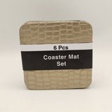 Leather Coaster Mats Square - Champagne Color 6 Pieces