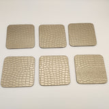 Leather Coaster Mats Square - Champagne Color 6 Pieces