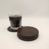 Leather Coaster Mats Round - Dark Brown