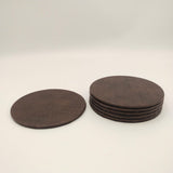 Leather Coaster Mats Round - Dark Brown