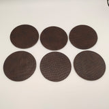 Leather Coaster Mats Round - Dark Brown