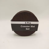 Leather Coaster Mats Round - Dark Brown